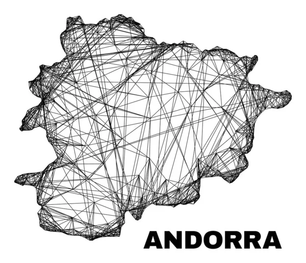 Doğrusal Düzensiz Ağ Andorra Haritası — Stok Vektör
