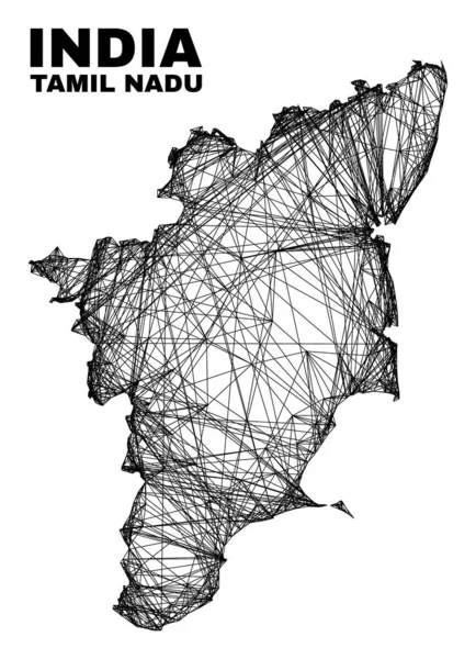 Rete rete irregolare Tamil Nadu State Map — Vettoriale Stock