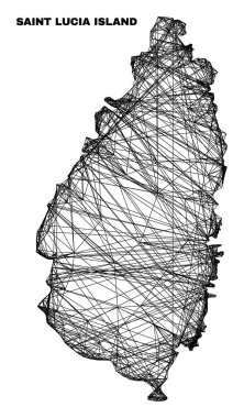 Düzensiz Ağ Saint Lucia Adası Haritası