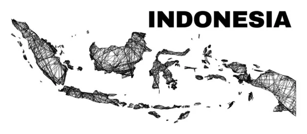 Mapa sieci o nieregularnych oczkach Indonezji — Wektor stockowy