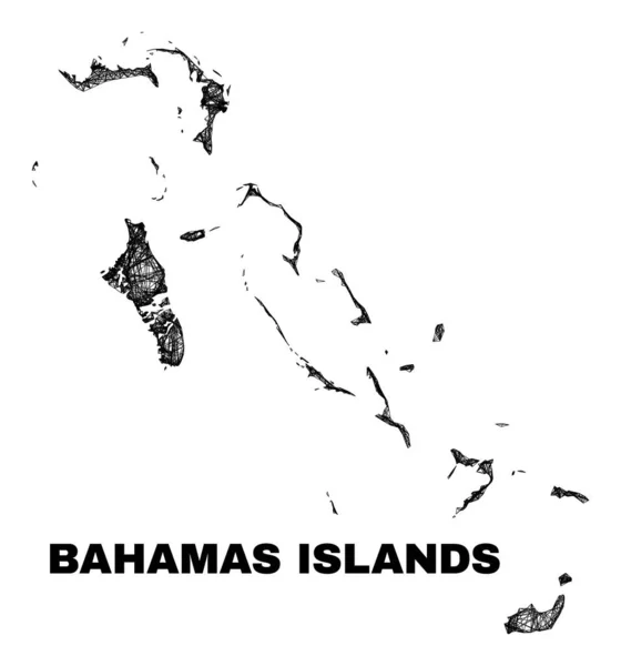 Hatched Irregular Mesh Bahamas Islands Map — Stock Vector