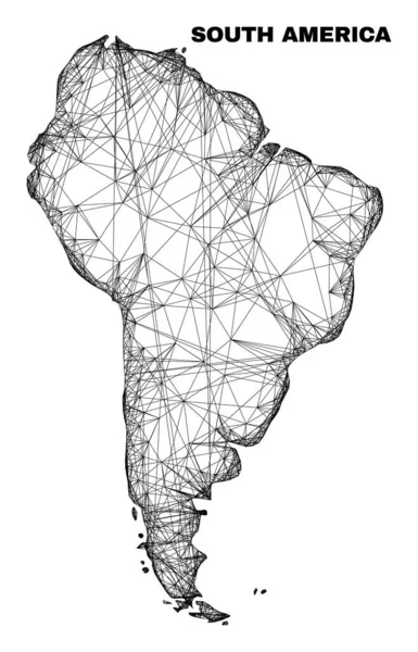 Лінійна нерегулярна сітка Південна Америка Карта — стоковий вектор