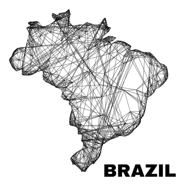 Linear Irregular Mesh Brazil Map — 스톡 벡터