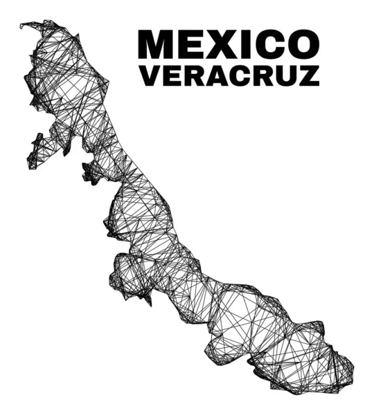 Mapa del estado de Net Irregular Mesh Veracruz — Vector de stock