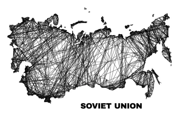 Mapa da União Soviética de malha irregular linear — Vetor de Stock