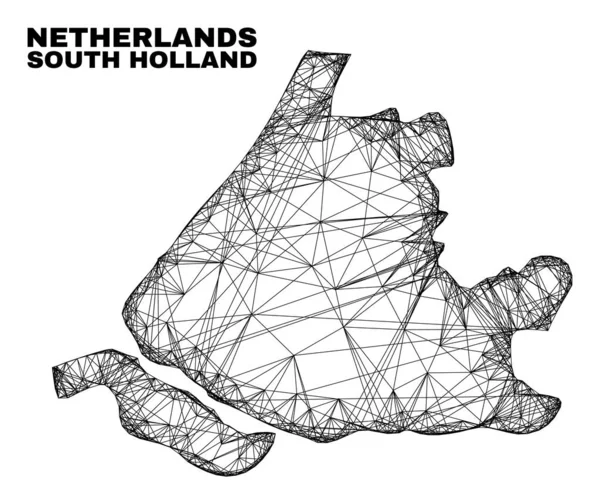 Rede de malha irregular Mapa da Holanda do Sul — Vetor de Stock