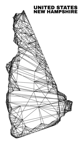 Nätverk Oregelbunden Mesh New Hampshire State Map — Stock vektor