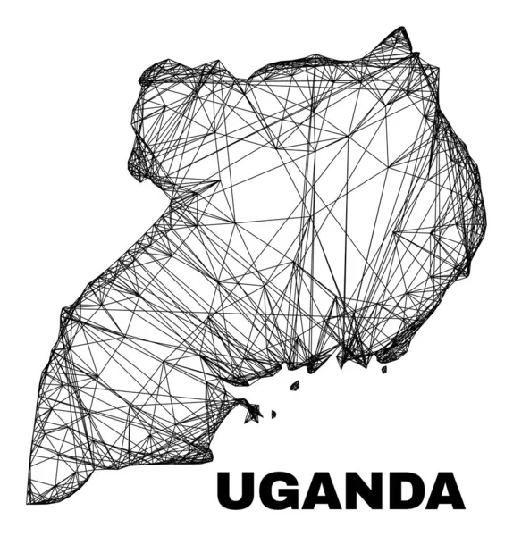 線形不規則なメッシュウガンダ地図 — ストックベクタ