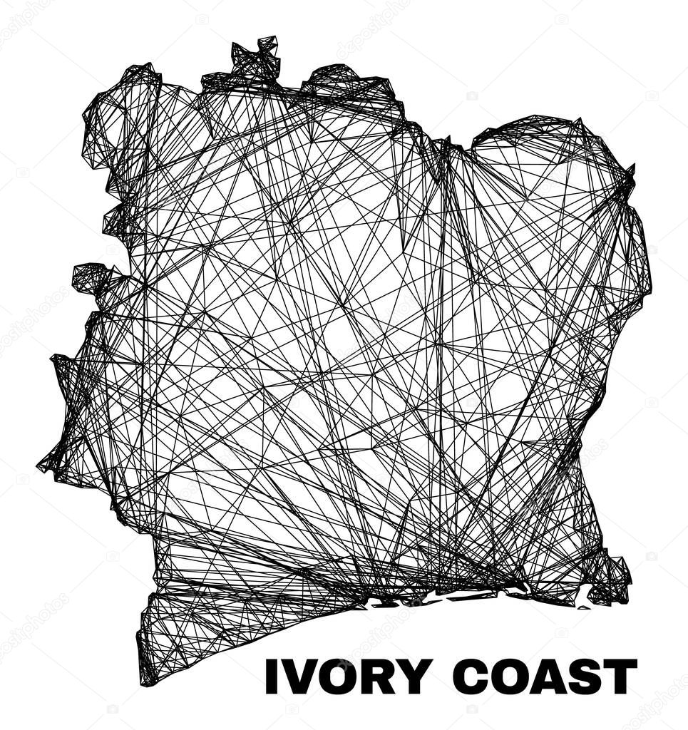 Hatched Irregular Mesh Ivory Coast Map