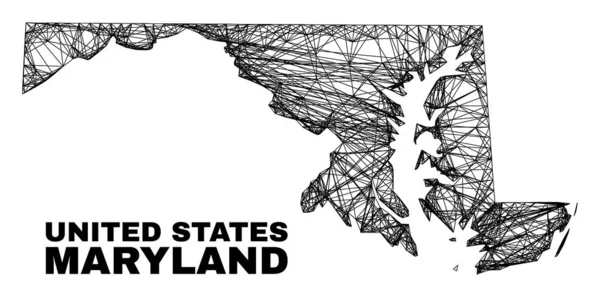 Mapa del estado de Maryland de malla irregular lineal — Vector de stock