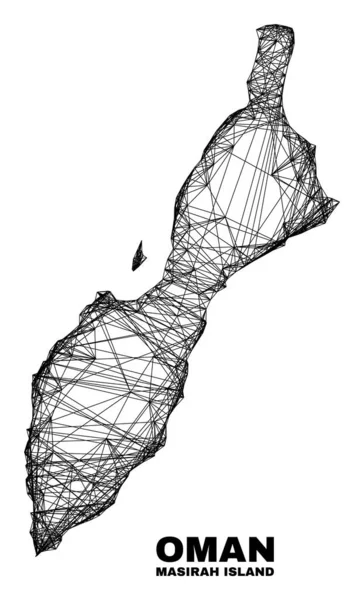 Hatched Irregular Mesh Masirah Island Map — 스톡 벡터