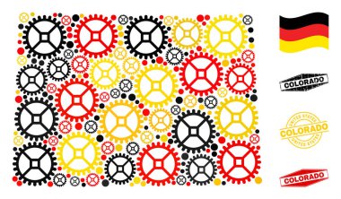 Alman Bayrak Renkleri ve Grunge Damgaları ile Colorado Eyalet Haritası