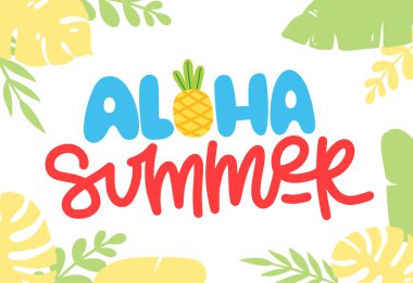 Aloha yazıyla vektör illüstrasyonu.