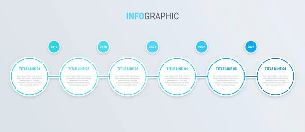 Blå Infografisk Mall Steg Rundad Design Vektorns Tidslinje För Presentationer — Stock vektor