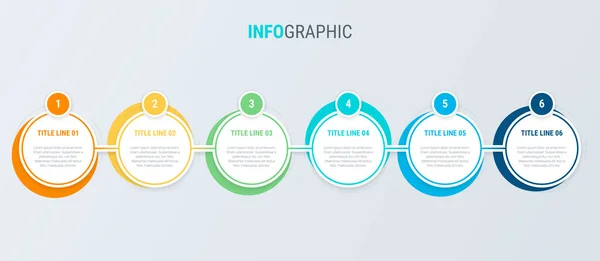 Färgglada Diagram Infografiska Mall Tidslinje Med Alternativ Rundad Arbetsflödesprocess För — Stock vektor