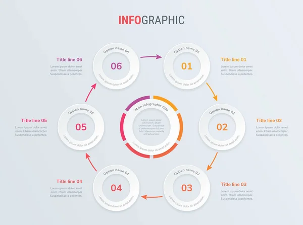 Vecteur Conception Infographique Ligne Temps Rouge Étapes Plan Flux Travail — Image vectorielle