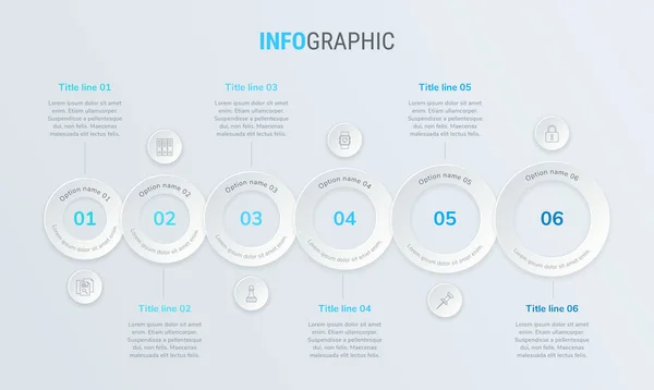 Modèle Bleu Vectoriel Infographie Timeline Design Avec Des Éléments Arrondis — Image vectorielle