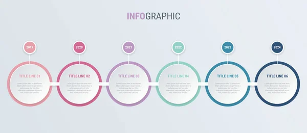 Schemat Kolorów Vintage Szablon Infograficzny Linia Czasowa Krokami Proces Obiegu — Wektor stockowy