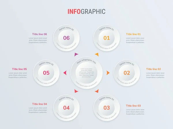 Drukowaniemodèle Vectoriel Rouge Infographie Timeline Design Avec Des Éléments Cercle — Image vectorielle