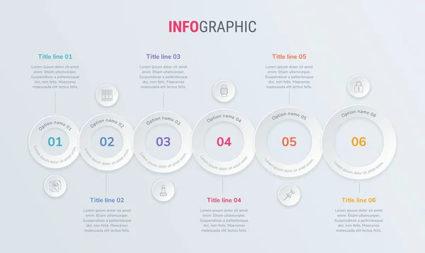 Infográficos Vetoriais Modelo Design Linha Tempo Com Elementos Arredondados Conteúdo — Vetor de Stock