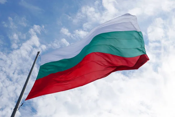 Bulgaria Flag Waving Wind Sky Close — Stock Photo, Image