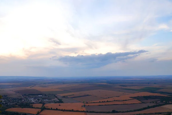 landscape from above, aerial photography at sunset