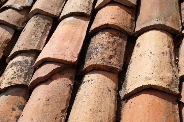 Braune Textur Keramik Dachziegel Nahaufnahme Für Hintergrund — Stockfoto
