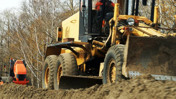 Bulldozer Voert Weg Reparaties Close — Stockfoto