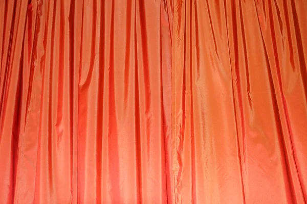 Оранжевые Драпированные Шторы Крупным Планом Текстуры Текстильного Фона — стоковое фото