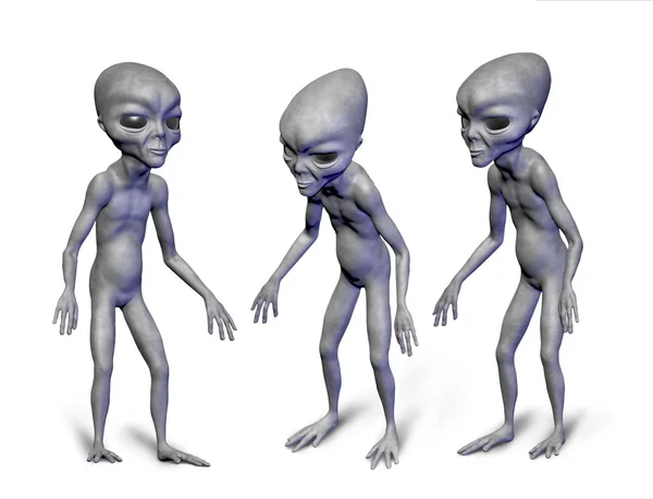 Graue realistische Alien. 3D-Zeichen. Digitale Illustration. Digitale Kunst. Zeichen. — Stockfoto