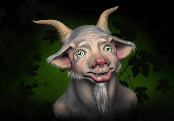 Satyr. Pan. Postać z mitologii greckiej. Cyfrowy ilustracja. Znak 3 D. — Zdjęcie stockowe