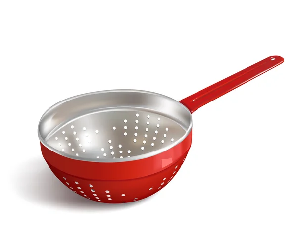 Red colander on a white background. Vector illustration. — Stock Vector