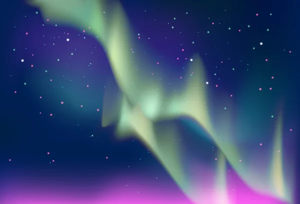Aurora polaris. Luci del nord sullo sfondo del cielo stellato notturno. Illustrazione vettoriale . — Vettoriale Stock