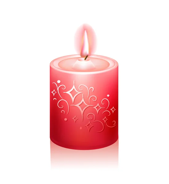 Червона фотореляційна декоративна свічка ізольована на білому тлі. Векторні ілюстрації . — стоковий вектор