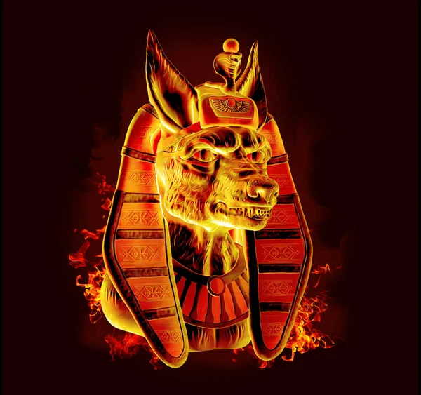 Tűz Kép Egyiptomi Isten Világ Halott Seth Fejét Egy Sakál — Stock Fotó