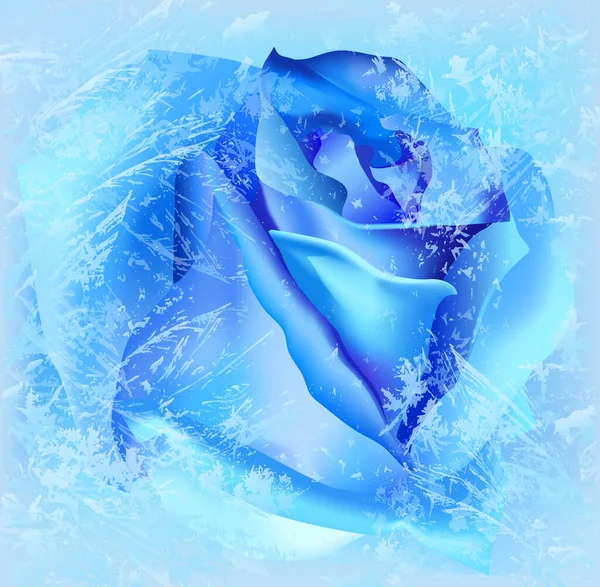 Frozen Blue Rose Ice Vector — Stock Vector
