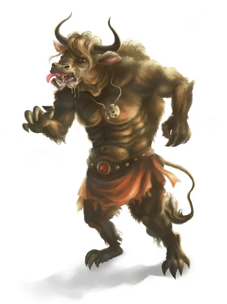 神话故事人物Minotaur Bull 被白色的背景隔离了数字 — 图库照片