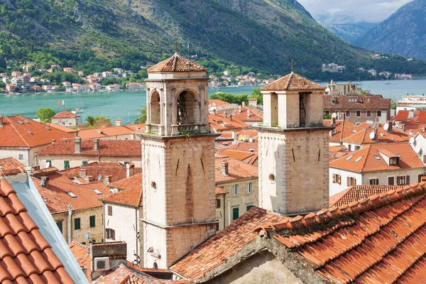 Vista Sobre Catedral Saint Tryphon Cidade Velha Kotor Montenegro Telhados Imagens Royalty-Free