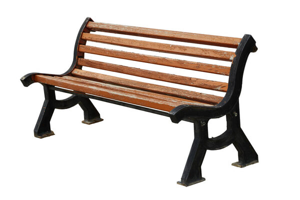 street bench in brown color isolated on a white background.