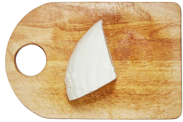 Owczym serem na pokładzie. Na białym tle — Zdjęcie stockowe