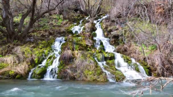 Les chutes qui coulent le long de la cascade vers la rivière — Video