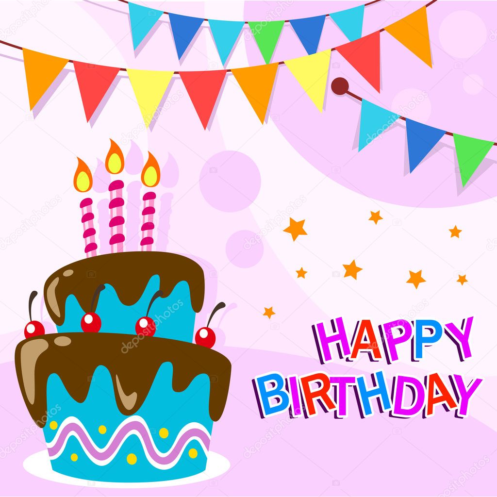 Happy Birthday Card Template Layered Cake Stock Vector Image by ...