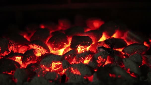 Gloeiende kolen — Stockvideo