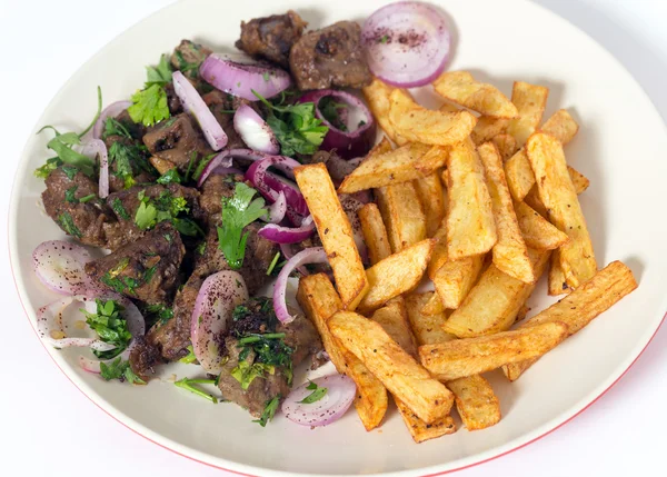 Albanian liver and fries — Stock Photo, Image