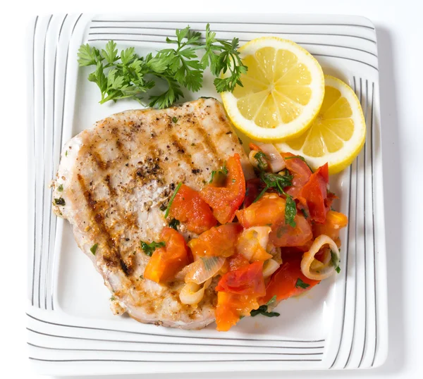 Marlin steak meal from above — Stock Photo, Image