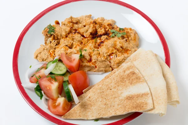 Brot, Salat und Circassian Chicken High Winkel — Stockfoto