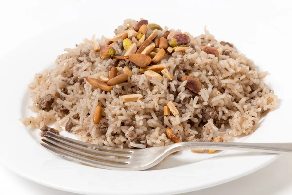 Lebanese-style spiced rice with meat — Stock Photo, Image
