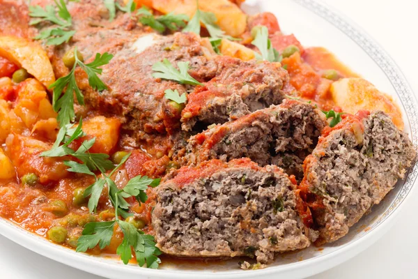 Meatloar serving dish closeup — Stock Photo, Image