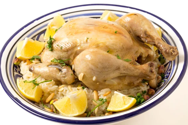 Poulet bouilli sur riz pilau — Photo