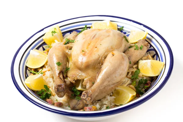 Chicken pilaf serving bowl — Stock Photo, Image